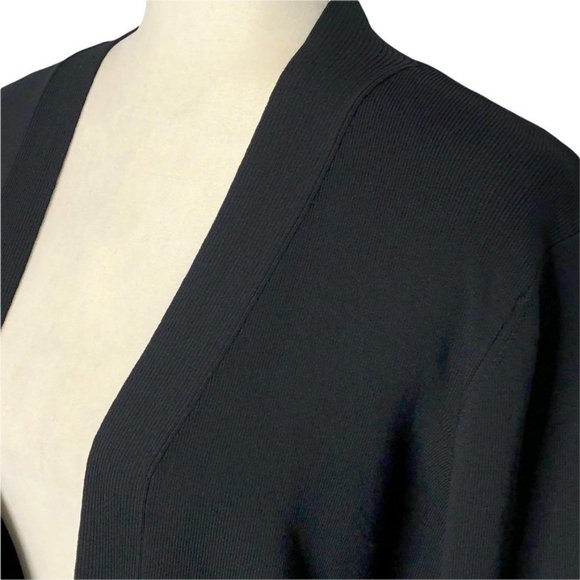 Scott Taylor Open Front Cardigan Black Ribbed Knit Women's Size Large - Picture 2 of 10